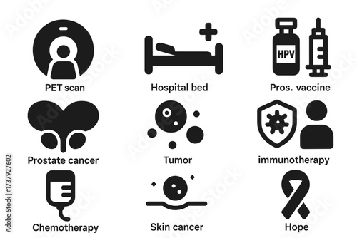 Health symbols representing cancer awareness, treatment options, and hope for patients and families near hospitals or clinics