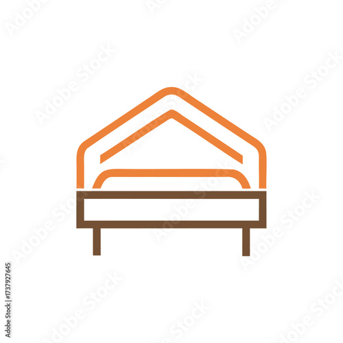 Minimalist line art of a modern bed frame with headboard