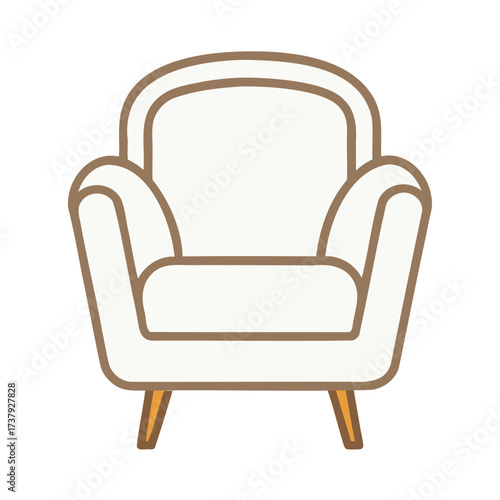 Cozy white armchair with wooden legs minimalist design