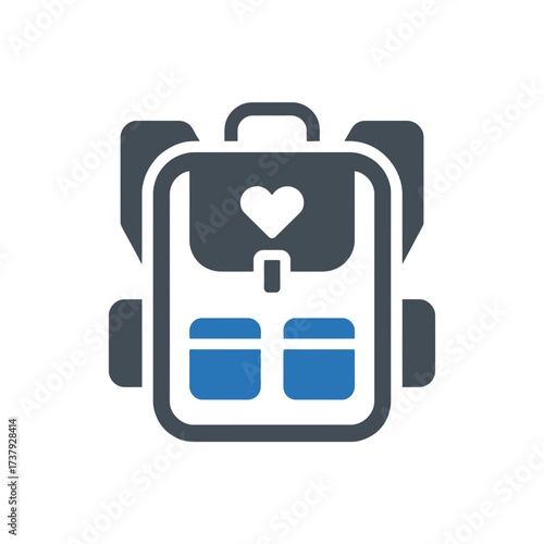 Blue backpack with a heart is perfect for school or travel adventures and carrying essential items