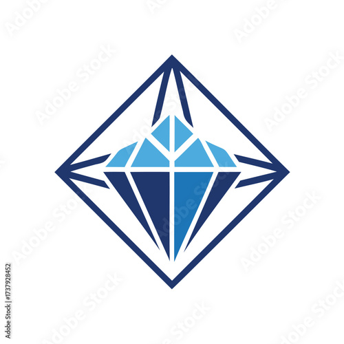 Geometric diamond logo design with blue facets