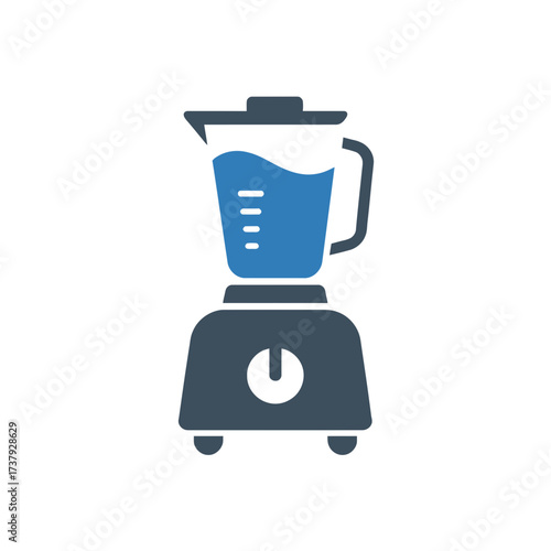 Blue blender with water is a kitchen appliance used for mixing, pureeing, or emulsifying food