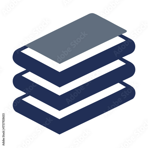 Stack of three books with dark blue covers and white pages