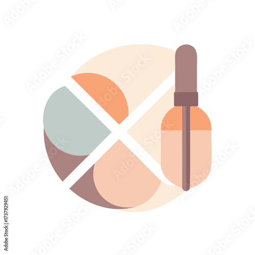 Abstract representation of makeup palette and dropper
