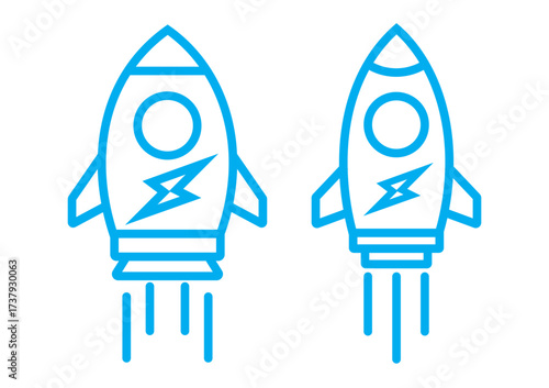 Startup icon graphic set. trendy stroke line.   icon concept. graphic design. rocket icon on white background. Editable stroke
