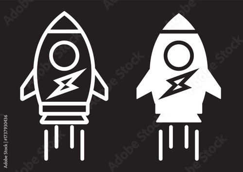 Startup icon graphic set. trendy stroke line.   icon concept. graphic design. rocket icon on white background. Editable stroke