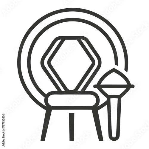 Illustration of a stage with a chair and microphone