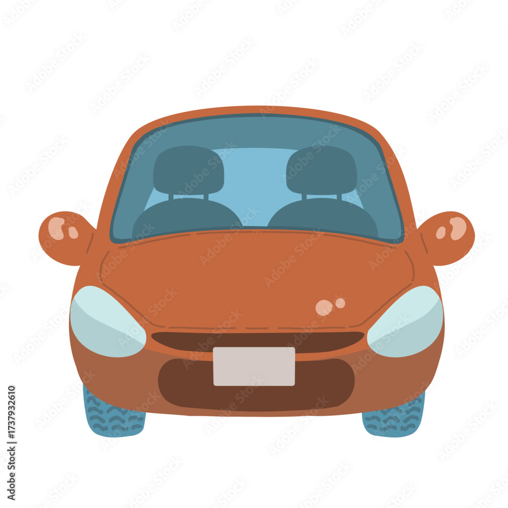 Obraz premium 丸みがある赤い自動車のイラスト