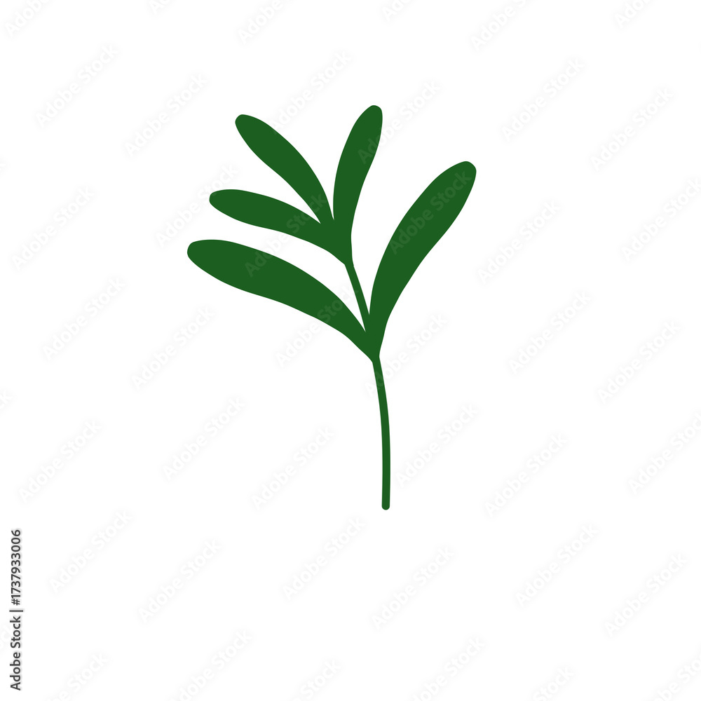Fototapeta premium Minimalist green foliage branch illustration, elegant botanical plant design