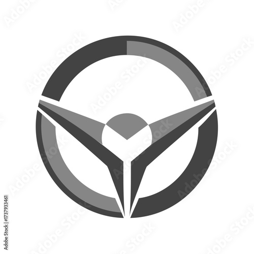 Stylized steering wheel icon with three spokes