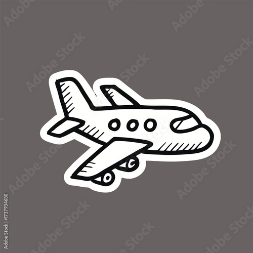Cartoon Airplane Vector Sticker