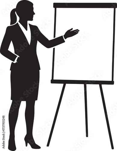 Businesswoman Silhouette Presentation with Flipchart