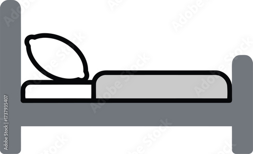 Simple line art bed icon comfort sleep resting furniture vector