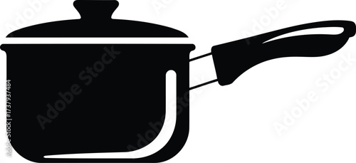 Simple silhouette saucepan kitchenware cooking pot with handle isolated vector