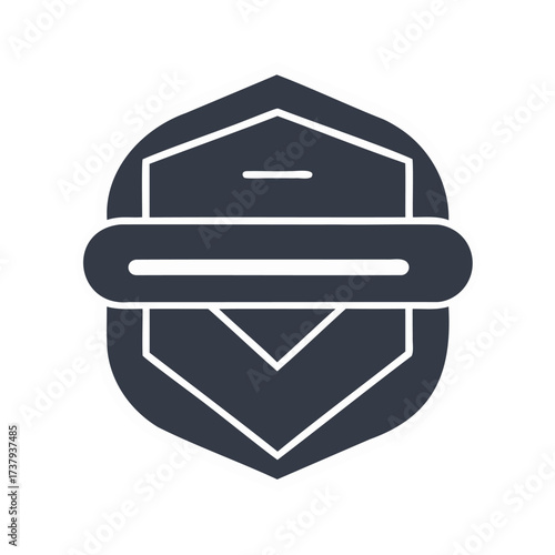 Stylized shield icon with horizontal bar and chevron design