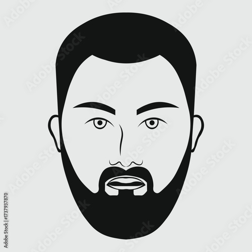 Stylish Bearded Man Face Vector Illustration for Branding