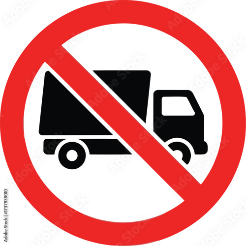 No trucks allowed sign vector icon forbidden truck transportation symbol vector