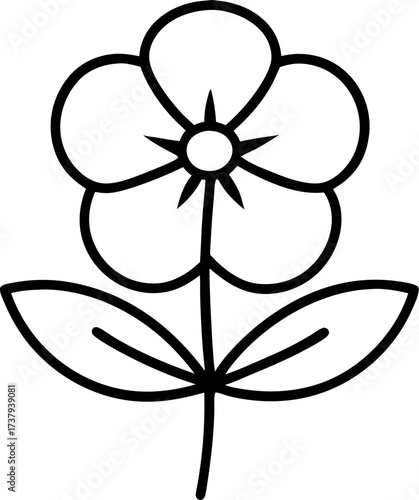 Simple outline icon of a rue anemone flower on white background