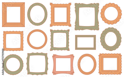 Diverse collection of decorative vector frames and borders for art and photography displays silhouette vector illustration white background