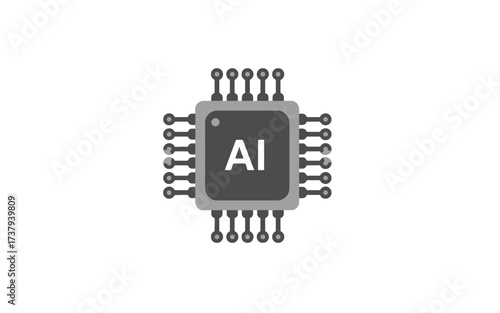 Illustration of a central processing unit with the letters AI, representing artificial intelligence.