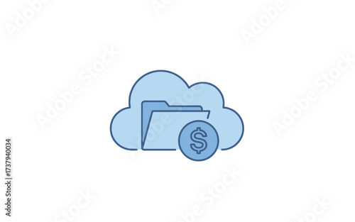 Cloud storage folder icon with a dollar sign symbolizing paid services or financial data.