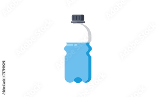 A simple illustration of a plastic water bottle, partially filled with blue liquid.