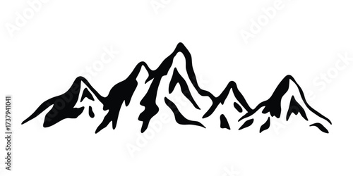 Mountain Silhouette Vector. Minimalist Black and White Peaks. Mountain Range Vector. Outdoor Adventure Design