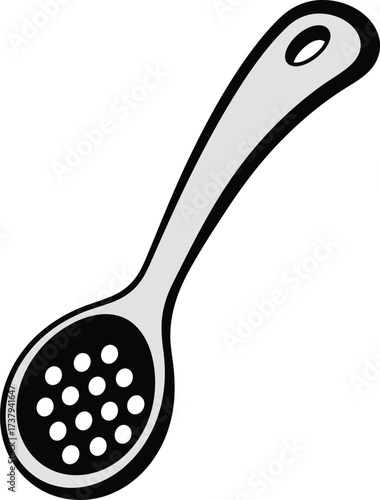 Skimmer spoon kitchen utensil isolated simple hand drawn icon vector
