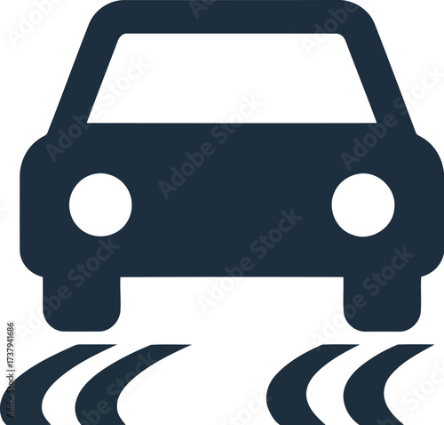 Modern car icon speeding motion blur road travel symbol vector