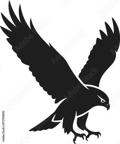 Majestic hawk silhouette landing silhouette bird of prey vector vector