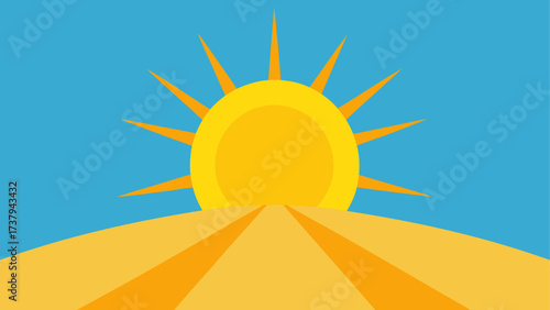 Illustration of sun over a desert landscape