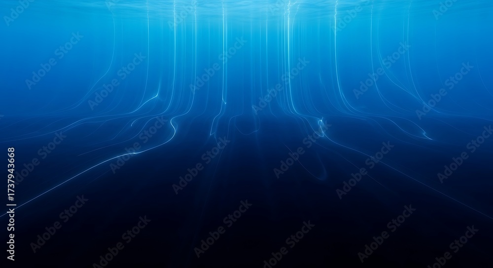 Obraz premium Mysterious deep blue underwater abstract light rays