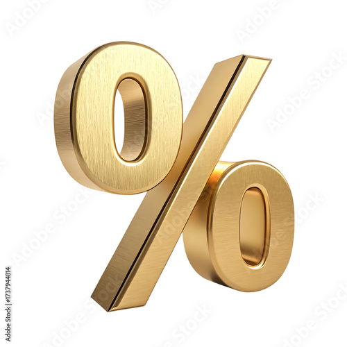 Shiny golden percentage sign symbol 3d rendering financial business concept