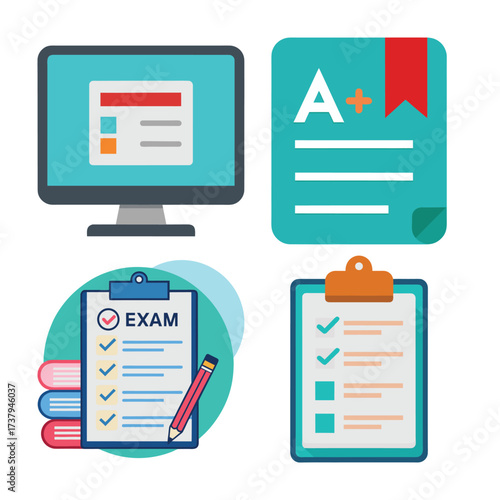 Online Exam and Assessment Icons