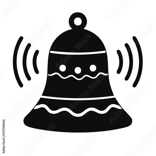 Isolated ringing bell icon with vintage decoration, old school reminder with sound waves around to attract attention