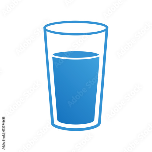 Refreshing Hydration: Blue Water Glass Icon Design for Thirst Quenching Concepts