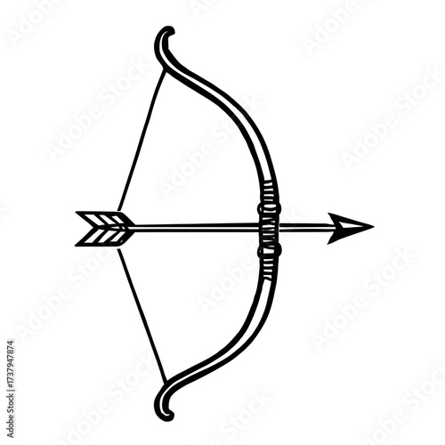 Detailed Classic Bow and Arrow Icon Vector - Archery Sport, Target Practice, and Sagittarius Zodiac Symbol Graphic