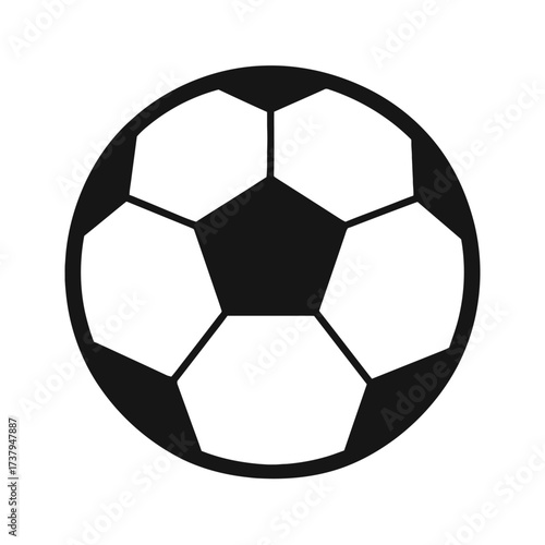 Classic Soccer Football Ball Icon Vector - Black and White Symbol for Sport, Game, and Competition Graphics