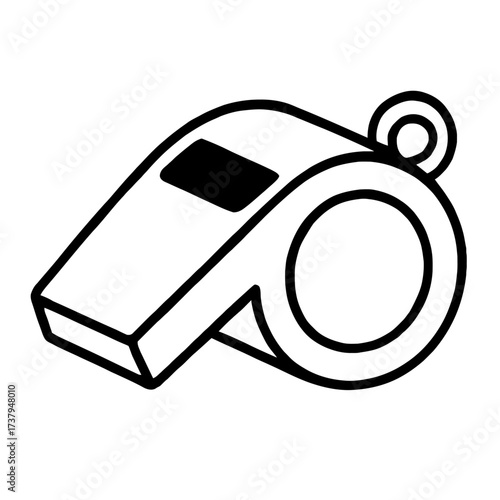 Simple Sport Whistle Outline Icon Vector - Classic Symbol for Referee, Coach, Safety, and Warning Signal