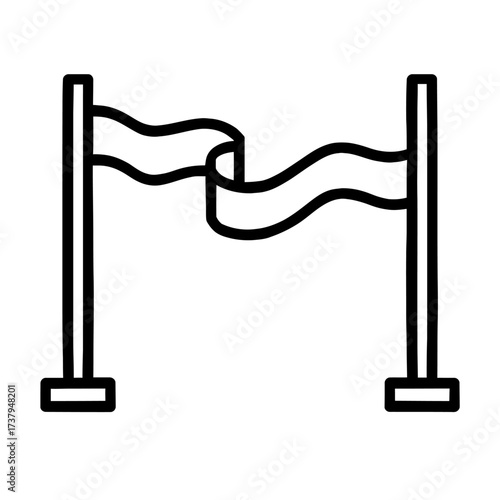 Simple Finish Line Banner Outline Icon Vector - Symbol for Starting Line, Race End, Competition, and Victory