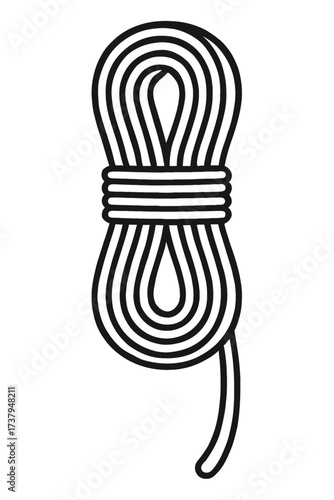 Coiled Climbing Rope Outline Icon Vector - Symbol for Rock Climbing, Safety, Outdoor Sport, and Adventure Gear