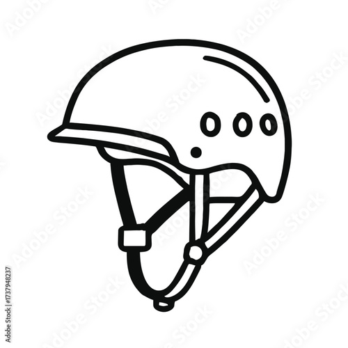 Simple Safety Helmet Outline Icon Vector - Symbol for Cycling, Skating, Extreme Sports, and Protective Gear