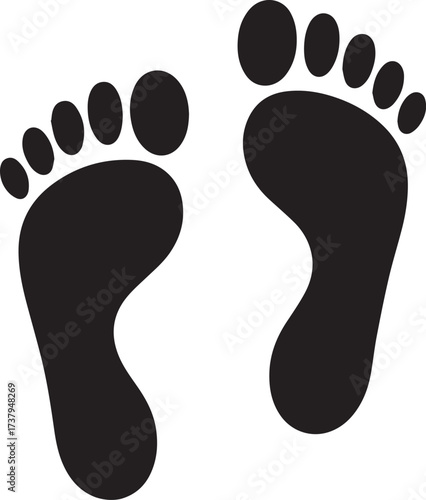 Footprints Outline Vector Minimal Shoe and Barefoot Print Icon Design