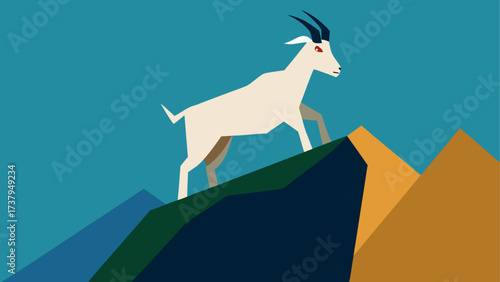 A goat standing on top of the mountains