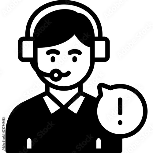 call center support man with headset line icon