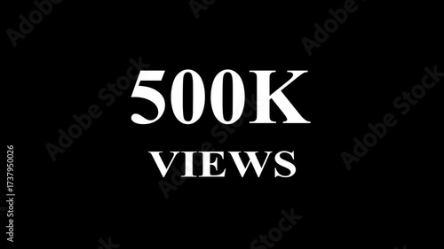 Beautiful Glowing 500K Views Icon Animation Neon Light Style Shiny Social Media Counter Graphic Motion Design Template for Video Background and Digital Promotion