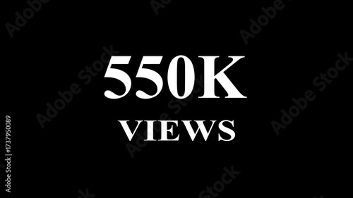 Beautiful Glowing 550K Views Icon Animation Neon Light Style Shiny Social Media Counter Graphic Motion Design Template for Video Background and Digital Promotion