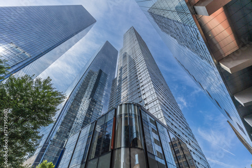 Hudson Yards skyscrapers with glass towers in Manhattan, New York City. 