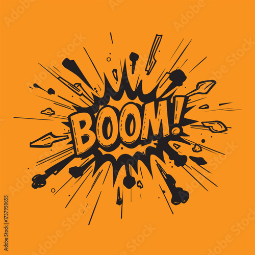 Line speed cartoon effect, boom explosion motion line element set. Comic boom burst, explosive smoke, line speed cartoon vector icon. Hand-drawn sketch doodle action effects. Vector illustration.