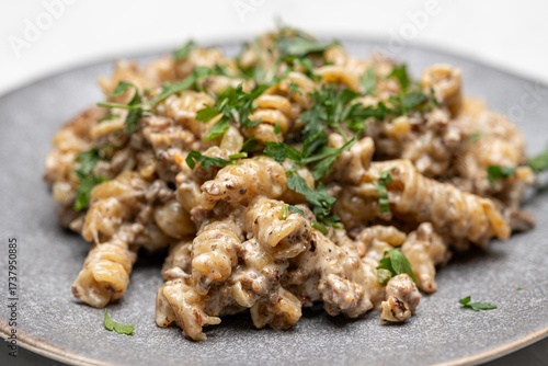 Homemade Pasta with Ground Beef and Vegetables – Traditional Meal